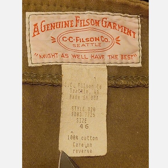 VTG Filson USA Vest Men Size 46 Hunting Button Up Style 820 Tan Cotton Moleskin - Picture 4 of 4
